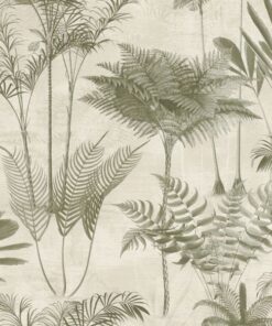 Papel pintado con soporte TNT, semimate, vinilico y con un ligero relieve con n diseño que hace un homenaje a la isla de Madagascar con tonos naturles sobre fondo blanco o beige.