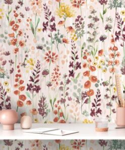 papel pintado floral con un estilo romántico en un diseño de acuarela