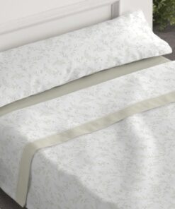 Juego de sábanas verde Burrito Blanco modelo Tela Dorvel 870, compuesto por sábana encimera, bajera ajustable y funda de almohada, tejido mezcla algodón y poliéster, diseño liso elegante.