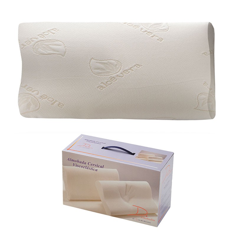 Almohada viscoelástica cervical Don Almohadón color blanco, diseño ergonómico para soporte del cuello y descanso reparador.
