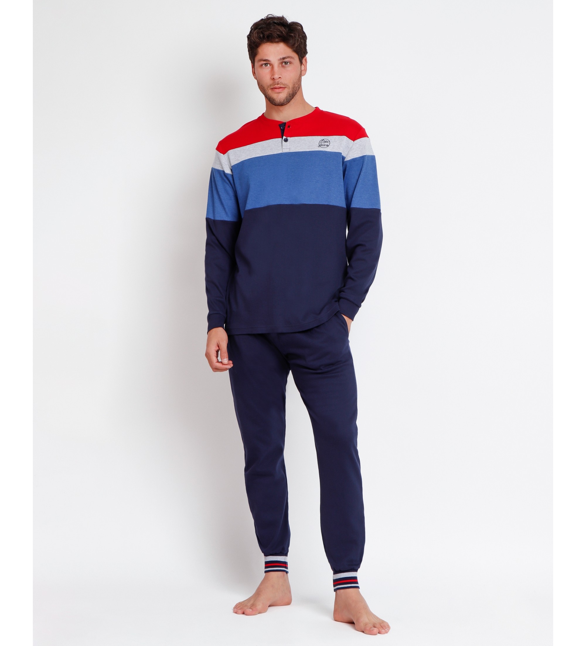 Pijama de hombre Lois Jeans azul marino de algodón, cómodo
