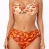 bikini de mujer dos piezas naranja estampado tropical con top con aro y braga ajustable para playa