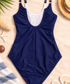 Bañador reductor de mujer Deidad con escote en pico y diseño estampado elegante que estiliza la silueta