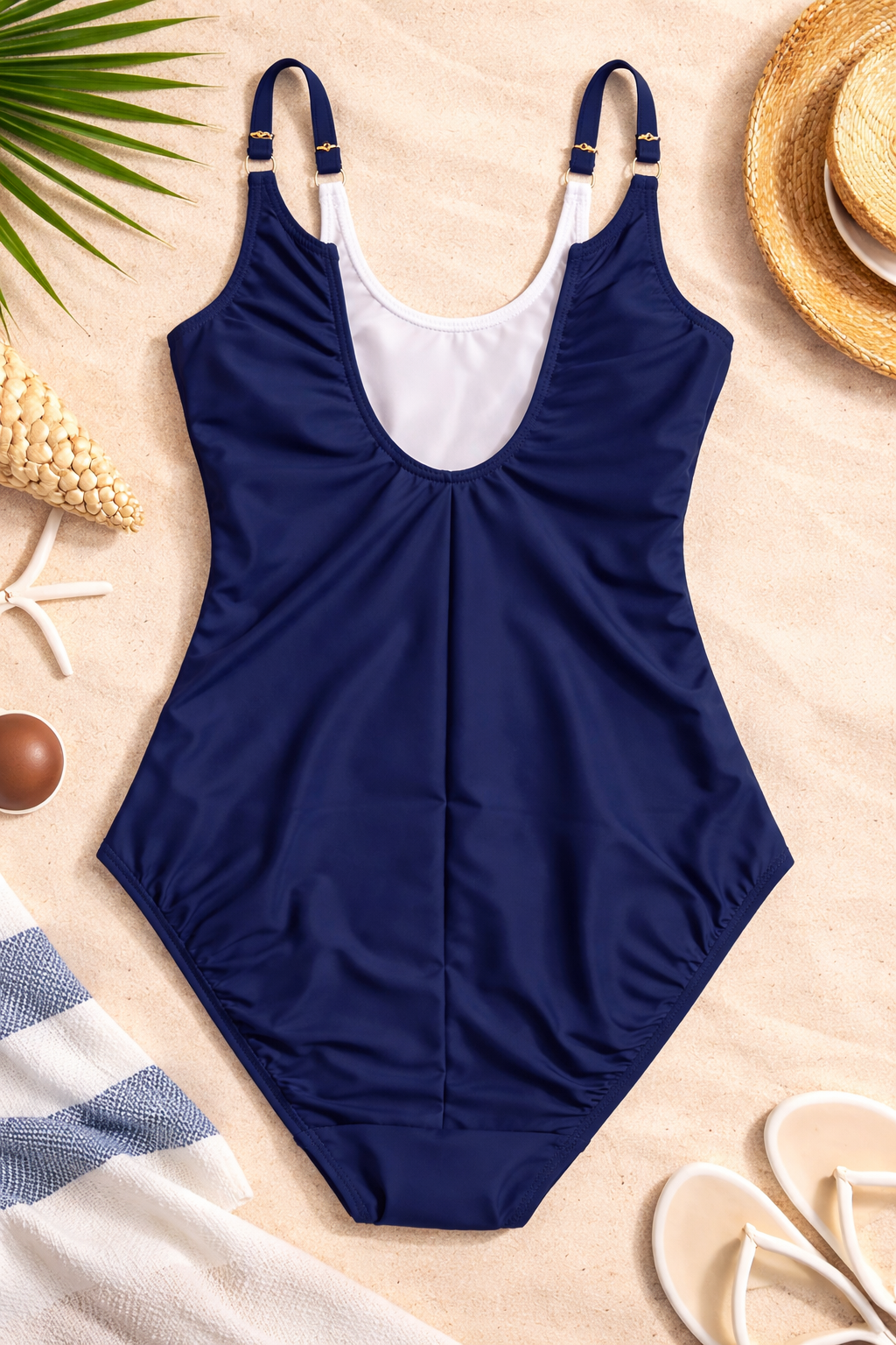 Bañador reductor de mujer Deidad con escote en pico y diseño estampado elegante que estiliza la silueta