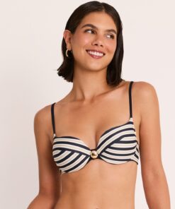 Bikini marinero Selmark con top moldeador con aro, tirantes ajustables y braga clásica con botones dorados