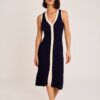 Vestido largo de canale para mujer con botenes delanteros de la amrca Selmark