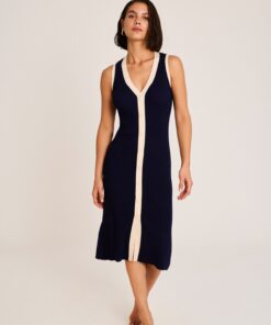 Vestido largo de canale para mujer con botenes delanteros de la amrca Selmark