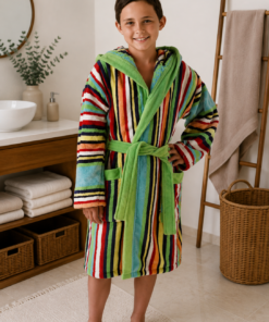 Albornoz Infantil Jónico Multicolor con Capucha – Rizo Basic