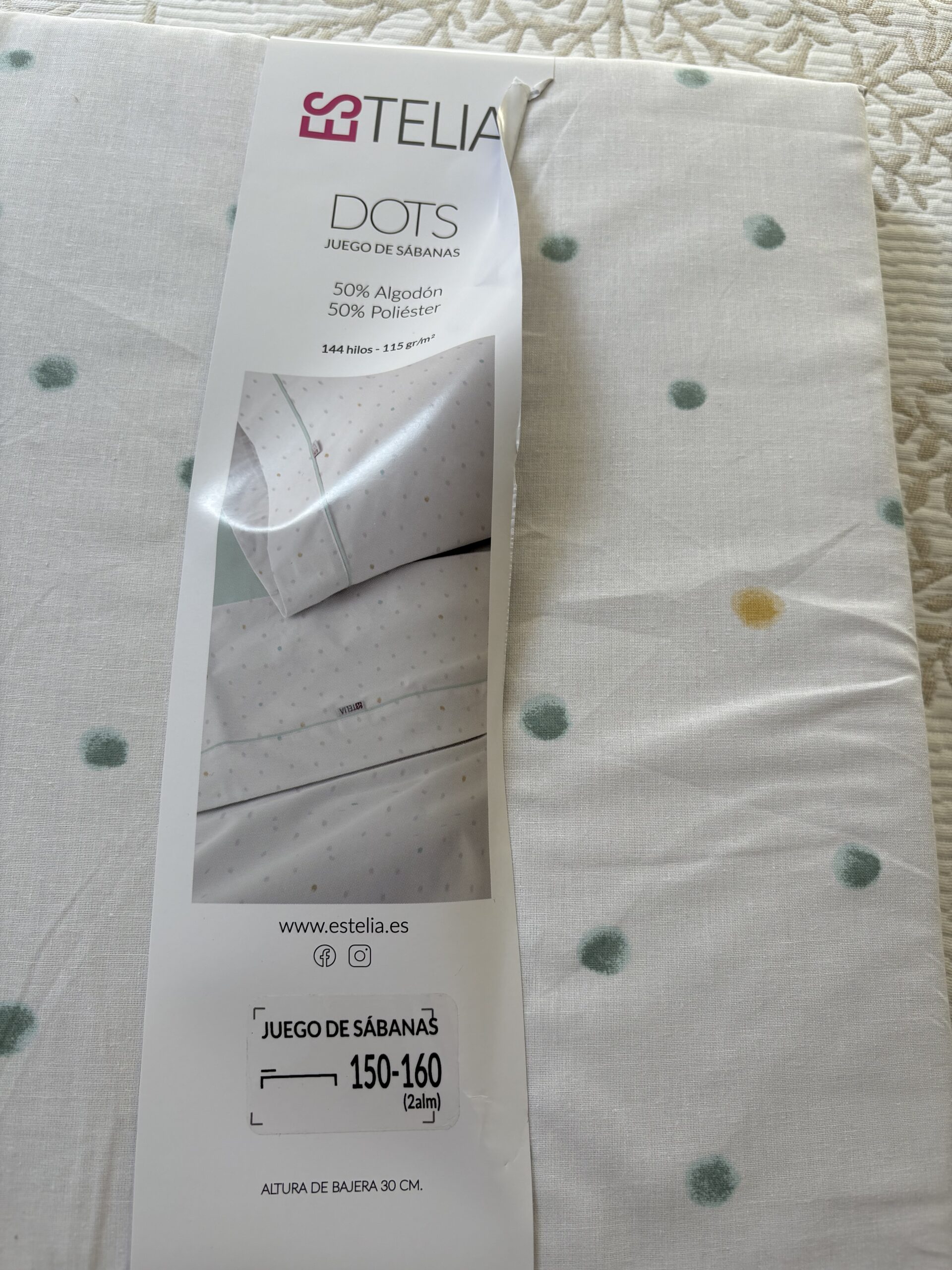 Juego de Sábanas Estelia DOTS Aqua 50% Algodón 50% Poliéster – 144 Hilos - Imagen 2