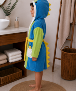 Alternative view of Albornoz infantil Dino 100% algodón con capucha