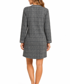 Alternative view of Camisón Corto de Mujer Gris de Cuadros con Botones