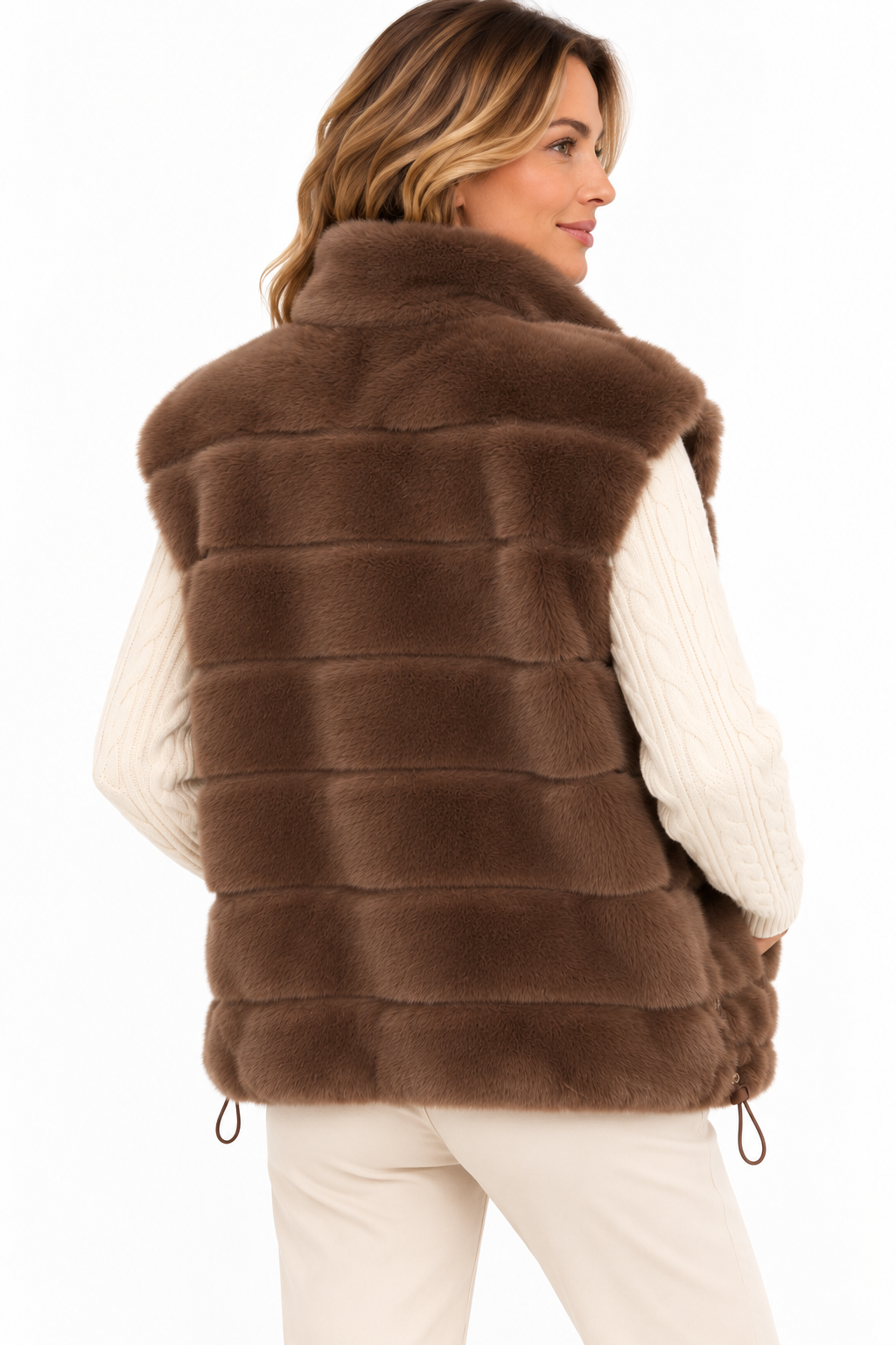 Chaleco de pelo marrón Faux de Selmark - Imagen 2