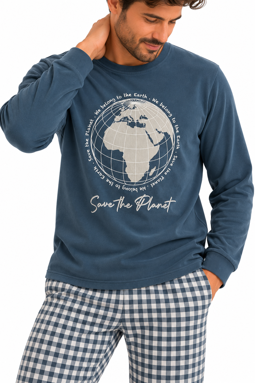 pijama de invierno de hombre Dormen con estampado de planeta