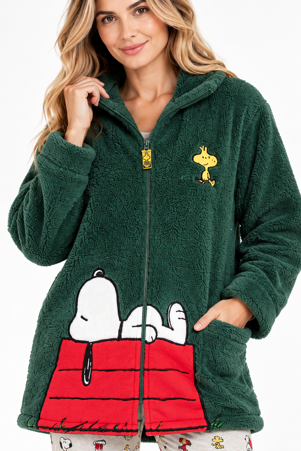 Bata Peanuts para Mujer Verde Snoopy - Imagen 2