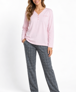 Pijama de Mujer Rosa con Pantalón de Cuadros
