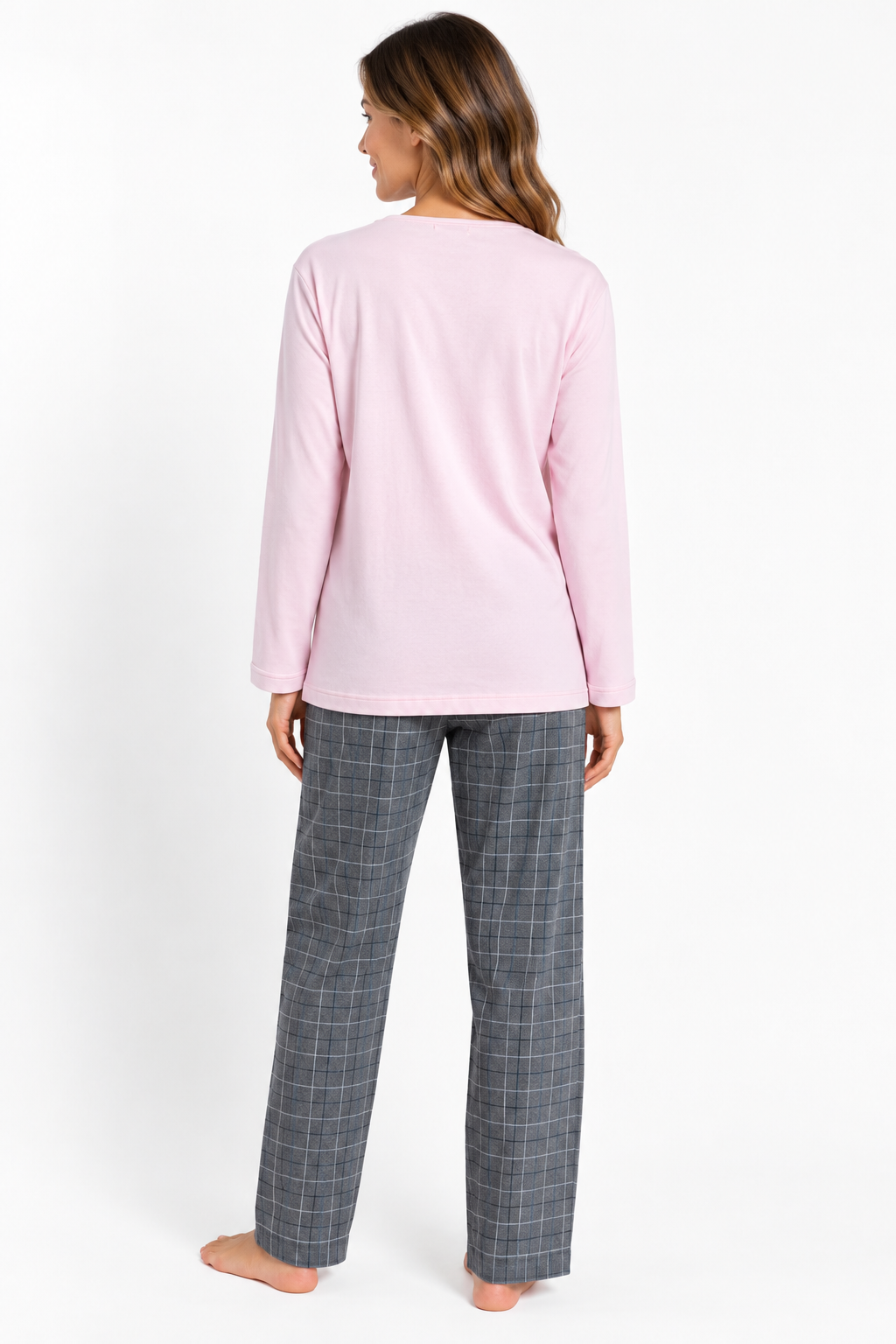 Pijama de Mujer Rosa con Pantalón de Cuadros - Imagen 3