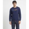 Pijama de hombre Disney Mickey Mouse de dos piezas en algodón, sudadera azul marino con estampado y pantalón largo de cuadros, referencia 63224.